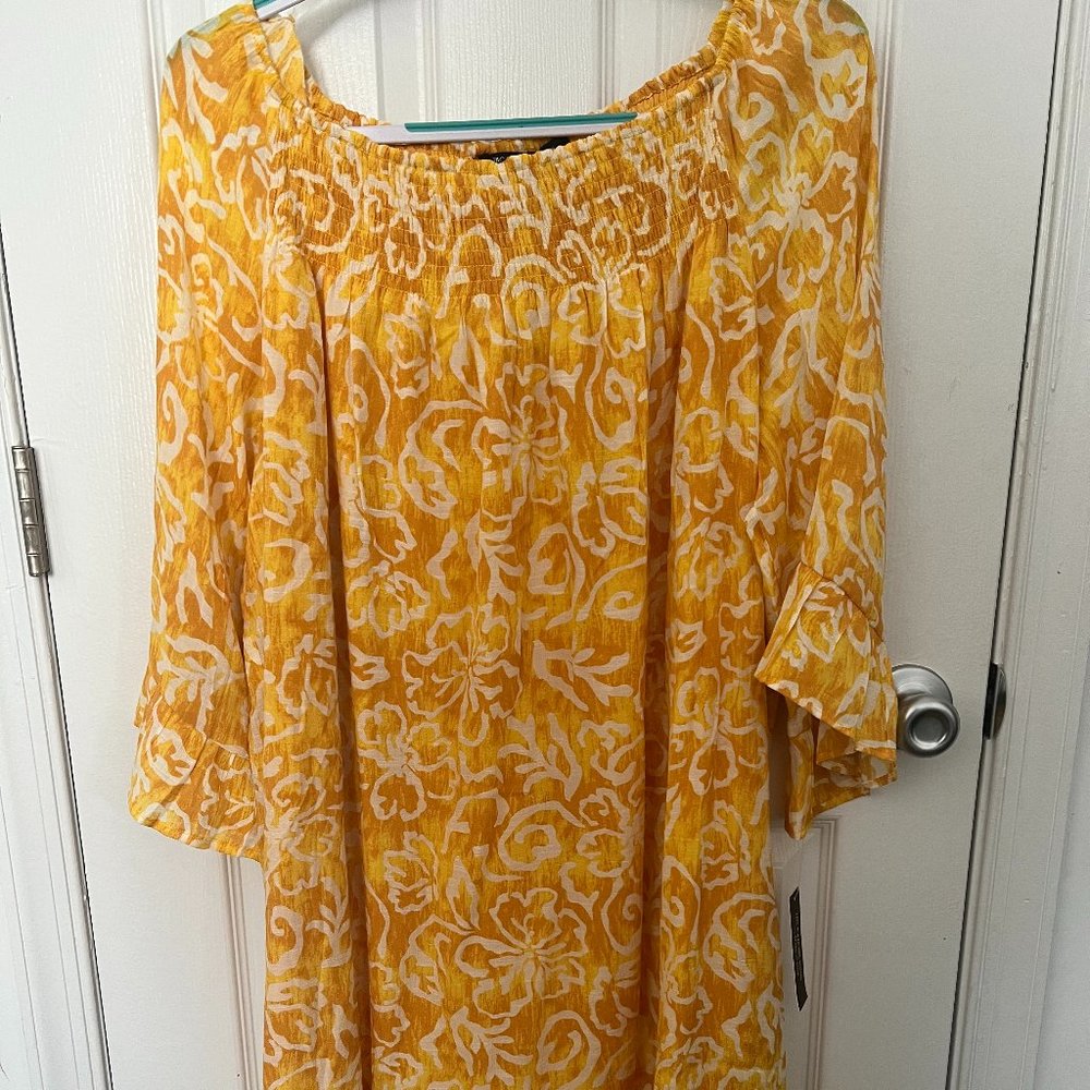 Golden Yellow and White Summer Dress